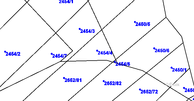 Parcela st. 2454/4 v KÚ Oslavany, Katastrální mapa