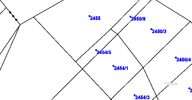 Parcela st. 2454/5 v KÚ Oslavany, Katastrální mapa