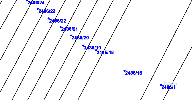 Parcela st. 2486/18 v KÚ Oslavany, Katastrální mapa