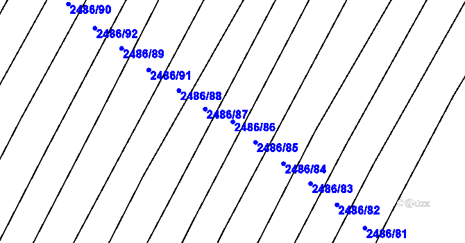 Parcela st. 2486/86 v KÚ Oslavany, Katastrální mapa