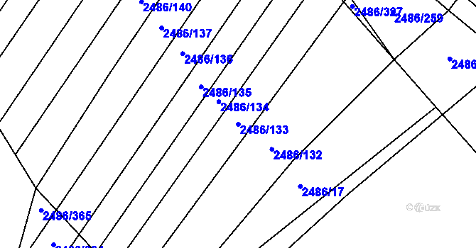 Parcela st. 2486/133 v KÚ Oslavany, Katastrální mapa