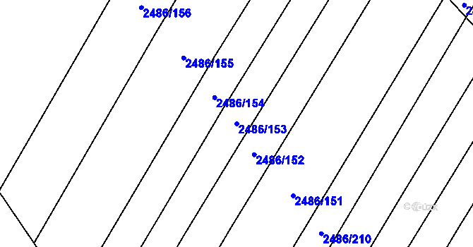 Parcela st. 2486/153 v KÚ Oslavany, Katastrální mapa