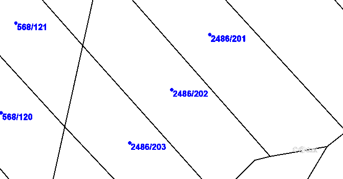 Parcela st. 2486/202 v KÚ Oslavany, Katastrální mapa