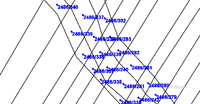 Parcela st. 2486/239 v KÚ Oslavany, Katastrální mapa