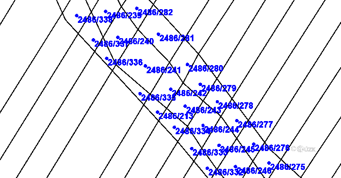 Parcela st. 2486/242 v KÚ Oslavany, Katastrální mapa