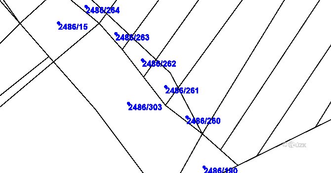 Parcela st. 2486/261 v KÚ Oslavany, Katastrální mapa