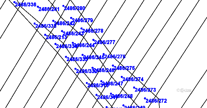 Parcela st. 2486/276 v KÚ Oslavany, Katastrální mapa