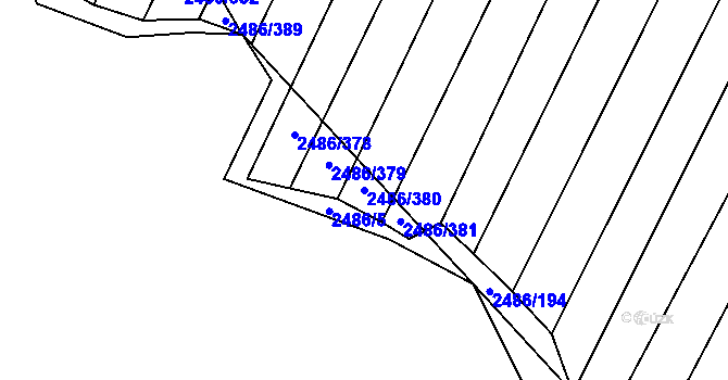 Parcela st. 2486/380 v KÚ Oslavany, Katastrální mapa