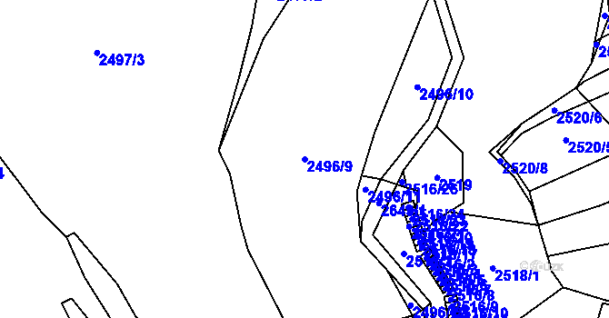 Parcela st. 2496/9 v KÚ Oslavany, Katastrální mapa