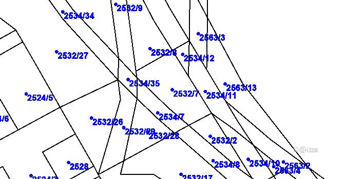 Parcela st. 2532/7 v KÚ Oslavany, Katastrální mapa