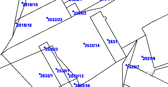 Parcela st. 2532/14 v KÚ Oslavany, Katastrální mapa