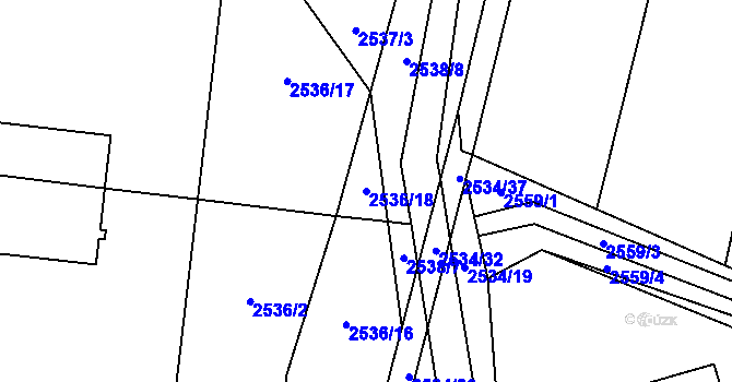 Parcela st. 2536/18 v KÚ Oslavany, Katastrální mapa