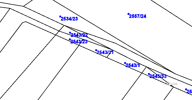 Parcela st. 2543/21 v KÚ Oslavany, Katastrální mapa