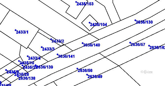 Parcela st. 2636/140 v KÚ Oslavany, Katastrální mapa