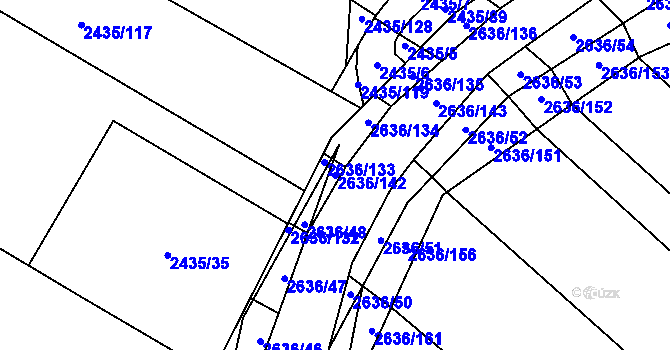 Parcela st. 2636/142 v KÚ Oslavany, Katastrální mapa