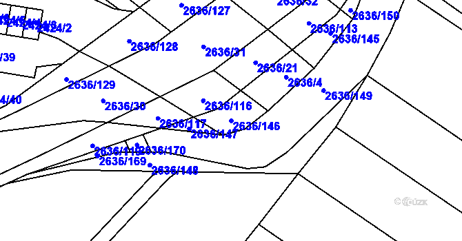 Parcela st. 2636/146 v KÚ Oslavany, Katastrální mapa