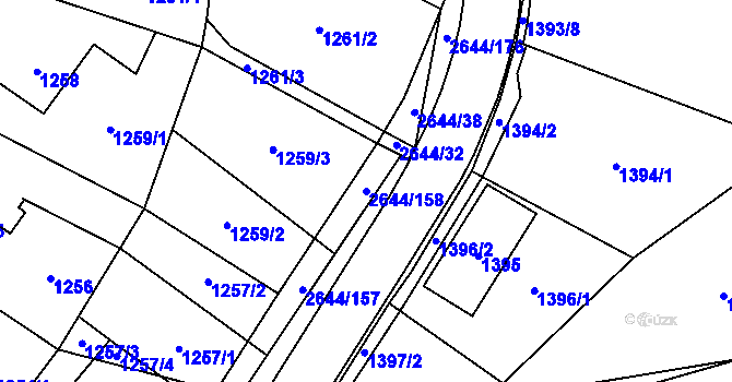 Parcela st. 2644/158 v KÚ Oslavany, Katastrální mapa