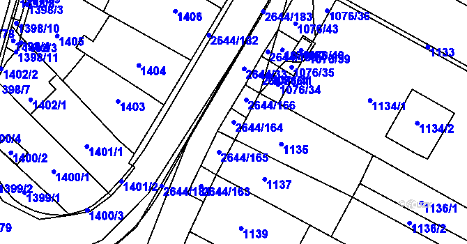Parcela st. 2644/164 v KÚ Oslavany, Katastrální mapa