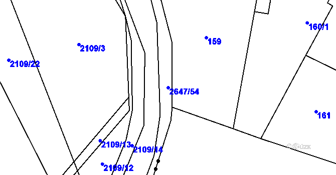 Parcela st. 2647/54 v KÚ Oslavany, Katastrální mapa