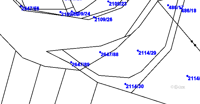 Parcela st. 2647/88 v KÚ Oslavany, Katastrální mapa