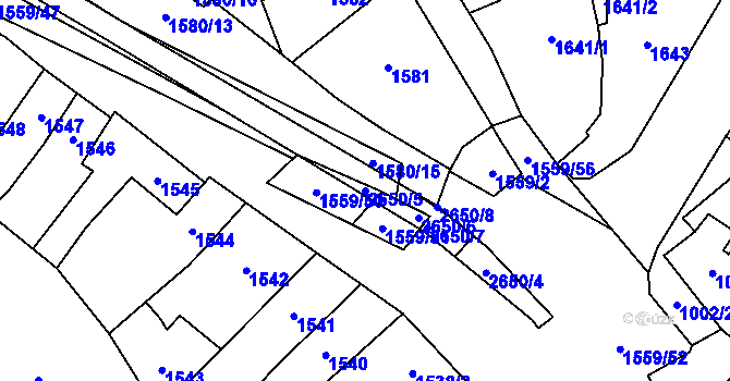 Parcela st. 2650/5 v KÚ Oslavany, Katastrální mapa