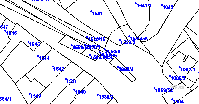Parcela st. 2650/6 v KÚ Oslavany, Katastrální mapa