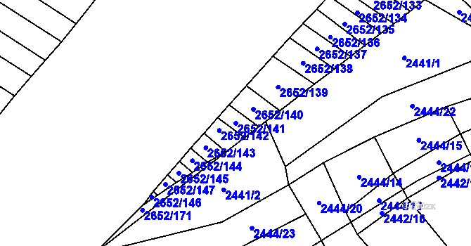 Parcela st. 2652/141 v KÚ Oslavany, Katastrální mapa