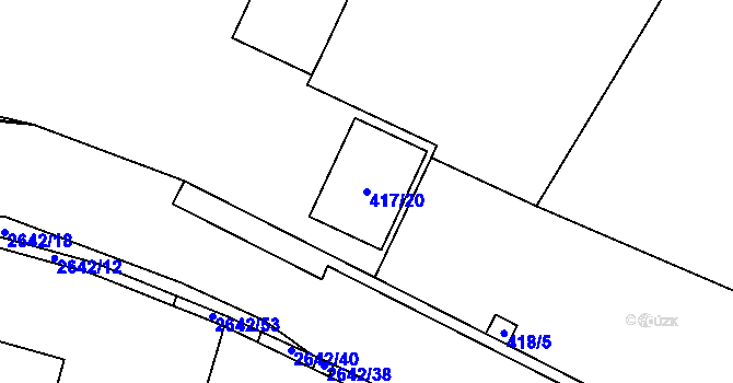 Parcela st. 417/20 v KÚ Oslavany, Katastrální mapa