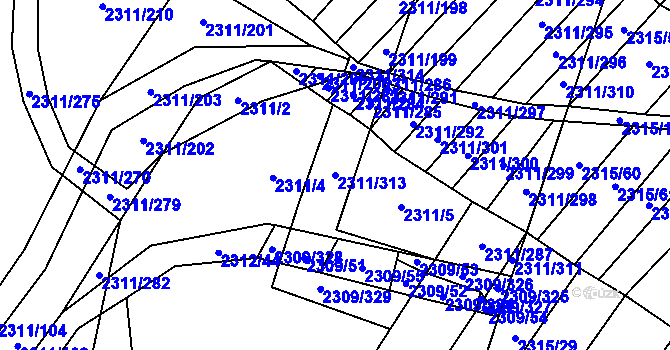 Parcela st. 2311/313 v KÚ Oslavany, Katastrální mapa