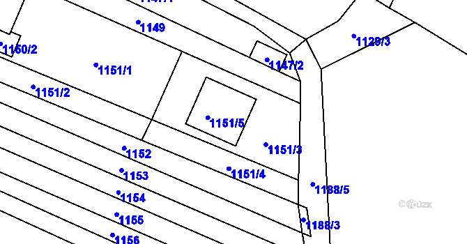 Parcela st. 1151/3 v KÚ Oslavany, Katastrální mapa