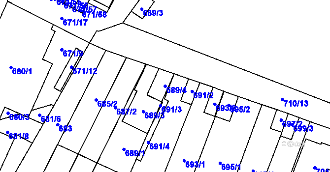 Parcela st. 689/4 v KÚ Oslavany, Katastrální mapa