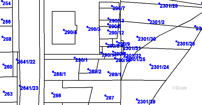 Parcela st. 290/11 v KÚ Oslavany, Katastrální mapa