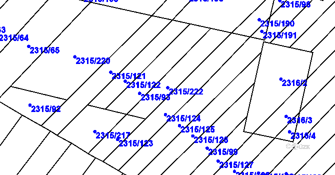Parcela st. 2315/222 v KÚ Oslavany, Katastrální mapa