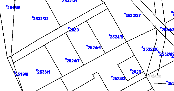 Parcela st. 2524/6 v KÚ Oslavany, Katastrální mapa