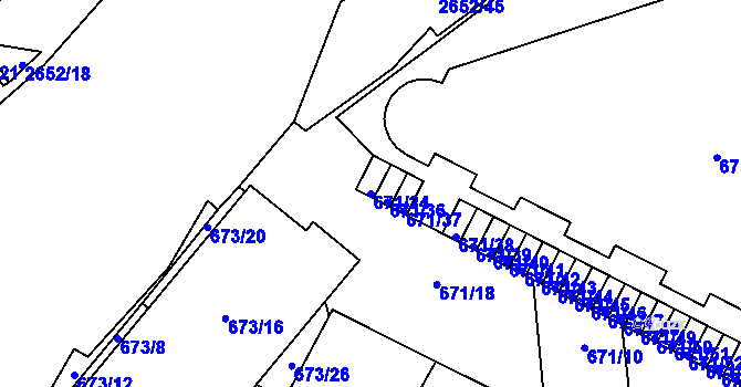 Parcela st. 671/24 v KÚ Oslavany, Katastrální mapa