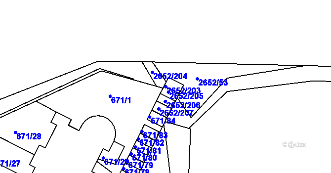 Parcela st. 2652/203 v KÚ Oslavany, Katastrální mapa