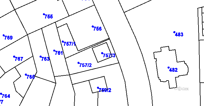 Parcela st. 757/3 v KÚ Oslavany, Katastrální mapa