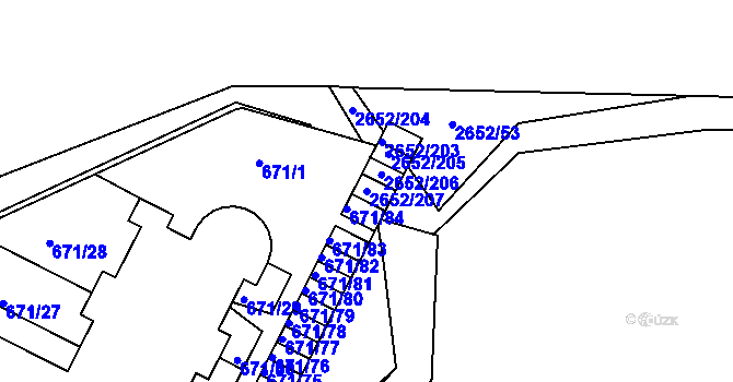 Parcela st. 2652/207 v KÚ Oslavany, Katastrální mapa