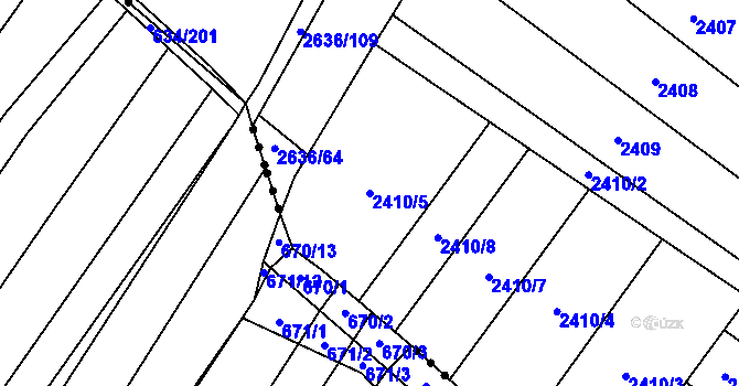 Parcela st. 2410/5 v KÚ Oslavany, Katastrální mapa