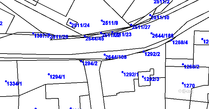 Parcela st. 2644/168 v KÚ Oslavany, Katastrální mapa