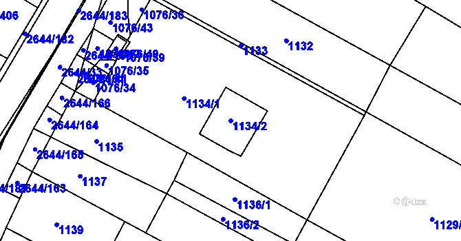 Parcela st. 1134/2 v KÚ Oslavany, Katastrální mapa