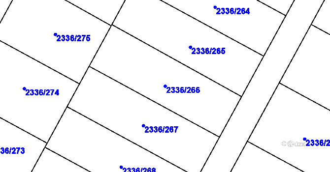 Parcela st. 2336/266 v KÚ Oslavany, Katastrální mapa