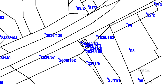 Parcela st. 2636/167 v KÚ Oslavany, Katastrální mapa