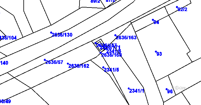 Parcela st. 2636/168 v KÚ Oslavany, Katastrální mapa