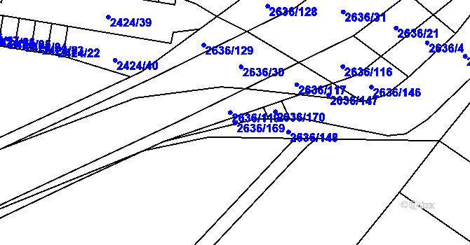 Parcela st. 2636/169 v KÚ Oslavany, Katastrální mapa