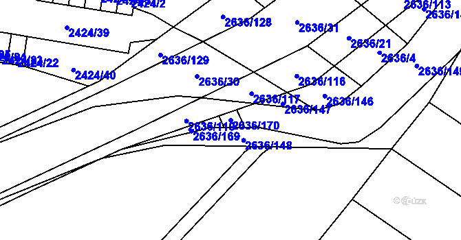Parcela st. 2636/170 v KÚ Oslavany, Katastrální mapa