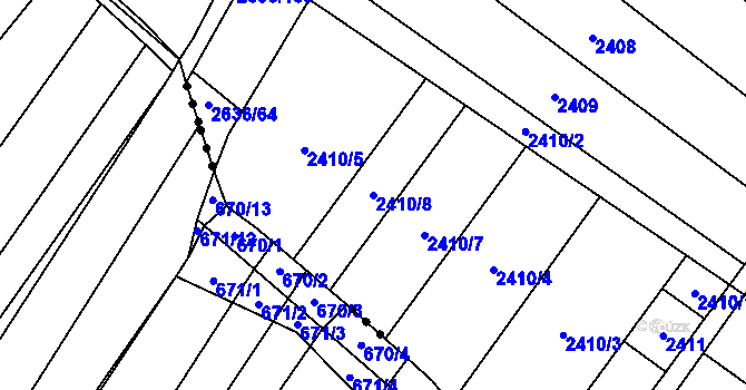 Parcela st. 2410/8 v KÚ Oslavany, Katastrální mapa