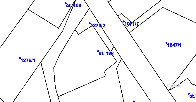 Parcela st. 122 v KÚ Oslavice, Katastrální mapa