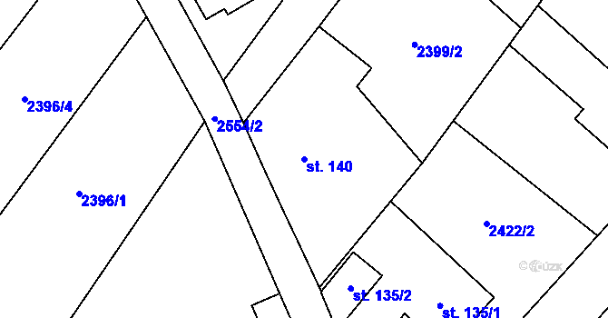 Parcela st. 140 v KÚ Oslavice, Katastrální mapa