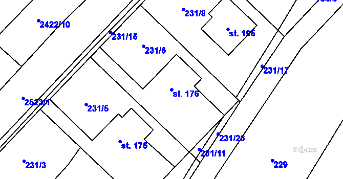 Parcela st. 176 v KÚ Oslavice, Katastrální mapa